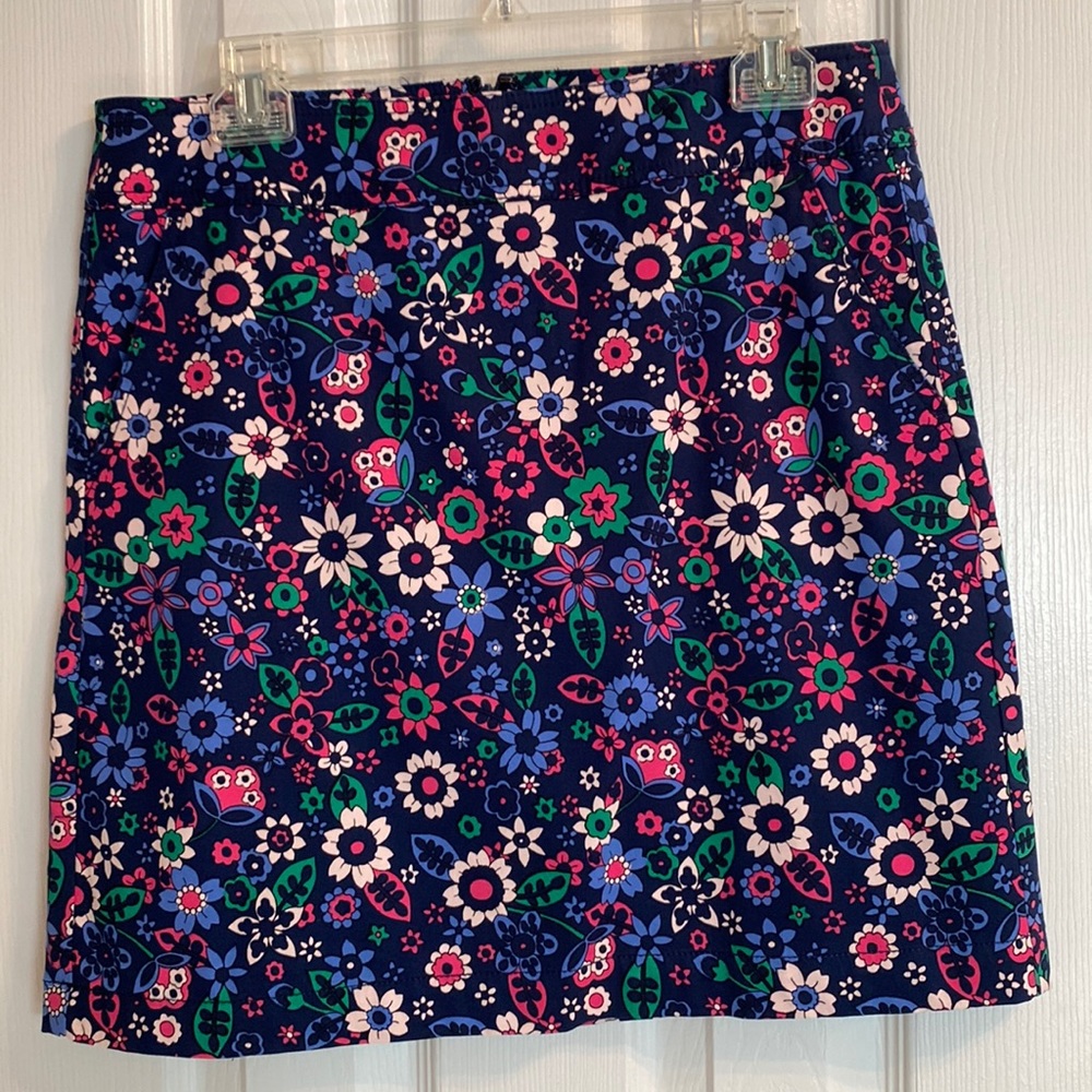 Talbots Sz 6 Navy Blue/Multi-colored Floral A-line Skirt - Bonus Tee Included!!!